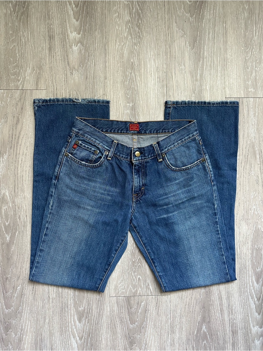 Fossil Brand Blue Jeans with Red Tab | Size 6R | Low-Rise, Bootcut